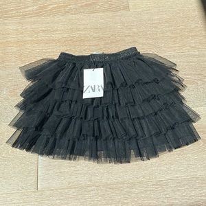 NWT Zara Girls skirt size 9-10 black tulle cute(new kids layers ruffles elastic)